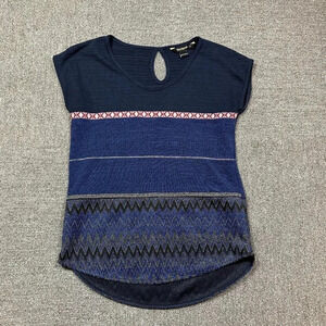 Desigual Shirt Women's Small Blue Glittery Embellished